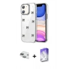 MARSİLYAN™- iPhone 11 Kılıf Yörünge Form - Siyah Bilvis 5in1 3D Magic Cam Ekran Koruyucu + Pers Alüminyum Kamera Lens - YL