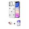 MARSİLYAN™- iPhone 11 Kılıf Yörünge Form - Siyah Bilvis 5in1 3D Magic Cam Ekran Koruyucu + Pers Alüminyum Kamera Lens - KI