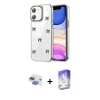 MARSİLYAN™- iPhone 11 Kılıf Yörünge Form - Siyah Bilvis 5in1 3D Magic Cam Ekran Koruyucu + Pers Alüminyum Kamera Lens - GI