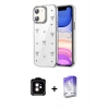MARSİLYAN™- iPhone 11 Kılıf Yörünge Form - Siyah Bilvis 5in1 3D Magic Cam Ekran Koruyucu + PVD Metal Kamera Lens - TU