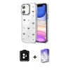 MARSİLYAN™- iPhone 11 Kılıf Yörünge Form - Siyah Bilvis 5in1 3D Magic Cam Ekran Koruyucu + PVD Metal Kamera Lens - TU