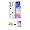 MARSİLYAN™- iPhone 11 Kılıf Yörünge Form - Siyah Bilvis 5in1 3D Magic Cam Ekran Koruyucu + Rainbow Kamera Lens Koruma Cam - KI