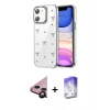 MARSİLYAN™- iPhone 11 Kılıf Yörünge Form - Siyah Bilvis 5in1 3D Magic Cam Ekran Koruyucu + Raze Metal Kamera Lens - SH