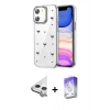 MARSİLYAN™- iPhone 11 Kılıf Yörünge Form - Siyah Bilvis 5in1 3D Magic Cam Ekran Koruyucu + Raze Metal Kamera Lens - GS