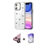 MARSİLYAN™- iPhone 11 Kılıf Yörünge Form - Siyah Bilvis 5in1 3D Magic Cam Ekran Koruyucu + Raze Metal Kamera Lens - SH
