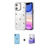 MARSİLYAN™- iPhone 11 Kılıf Yörünge Form - Siyah Bilvis 5in1 5D Magic Hayalet Cam Ekran Koruyucu + Neon Fosforlu Kamera Lens - MI