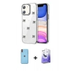 MARSİLYAN™- iPhone 11 Kılıf Yörünge Form - Siyah Bilvis 5in1 5D Magic Hayalet Cam Ekran Koruyucu + Neon Fosforlu Kamera Lens - TU