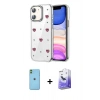 MARSİLYAN™- iPhone 11 Kılıf Yörünge Form - Siyah Bilvis 5in1 5D Magic Hayalet Cam Ekran Koruyucu + Neon Fosforlu Kamera Lens - YL