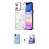 MARSİLYAN™- iPhone 11 Kılıf Yörünge Form - Siyah Bilvis 5in1 5D Magic Hayalet Cam Ekran Koruyucu + Neon Fosforlu Kamera Lens - TU