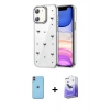 MARSİLYAN™- iPhone 11 Kılıf Yörünge Form - Siyah Bilvis 5in1 5D Magic Hayalet Cam Ekran Koruyucu + Neon Fosforlu Kamera Lens - TU