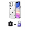 MARSİLYAN™- iPhone 11 Kılıf Yörünge Form - Siyah Bilvis 5in1 5D Magic Hayalet Cam Ekran Koruyucu + PVD Metal Kamera Lens - TU