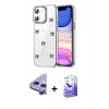 MARSİLYAN™- iPhone 11 Kılıf Yörünge Form - Siyah Bilvis 5in1 5D Magic Hayalet Cam Ekran Koruyucu + Raze Metal Kamera Lens - MR