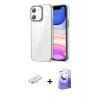 MARSİLYAN™- iPhone 11 Kılıf Yörünge Form - Siyah Bilvis 5in1 5D Magic Hayalet Cam Ekran Koruyucu + Renkli Kamera Lens Koruma Cam - SI