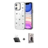 MARSİLYAN™- iPhone 11 Kılıf Yörünge Form - Siyah Bilvis Hayalet Cam Ekran Koruyucu + Kamera Lens Koruma Cam - SF