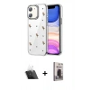 MARSİLYAN™- iPhone 11 Kılıf Yörünge Form - Siyah Bilvis Hayalet Cam Ekran Koruyucu + Kamera Lens Koruma Cam - SF
