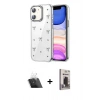 MARSİLYAN™- iPhone 11 Kılıf Yörünge Form - Siyah Bilvis Hayalet Cam Ekran Koruyucu + Kamera Lens Koruma Cam - SF
