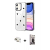 MARSİLYAN™- iPhone 11 Kılıf Yörünge Form - Siyah Bilvis Hayalet Cam Ekran Koruyucu + Pers Alüminyum Kamera Lens - GD