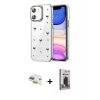 MARSİLYAN™- iPhone 11 Kılıf Yörünge Form - Siyah Bilvis Hayalet Cam Ekran Koruyucu + Pers Alüminyum Kamera Lens - GD