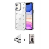 MARSİLYAN™- iPhone 11 Kılıf Yörünge Form - Siyah Bilvis Hayalet Cam Ekran Koruyucu + Raze Metal Kamera Lens - GS