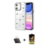 MARSİLYAN™- iPhone 11 Kılıf Yörünge Form - Siyah Buffer Cam Ekran Koruyucu + Kamera Lens Koruma Cam - SF
