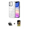 MARSİLYAN™- iPhone 11 Kılıf Yörünge Form - Siyah Buffer Cam Ekran Koruyucu + Kamera Lens Koruma Cam - SF