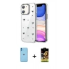 MARSİLYAN™- iPhone 11 Kılıf Yörünge Form - Siyah Buffer Cam Ekran Koruyucu + Neon Fosforlu Kamera Lens - MI