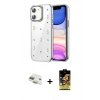 MARSİLYAN™- iPhone 11 Kılıf Yörünge Form - Siyah Buffer Cam Ekran Koruyucu + Pers Alüminyum Kamera Lens - GD