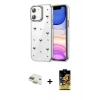MARSİLYAN™- iPhone 11 Kılıf Yörünge Form - Siyah Buffer Cam Ekran Koruyucu + Pers Alüminyum Kamera Lens - GD