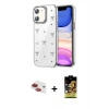 MARSİLYAN™- iPhone 11 Kılıf Yörünge Form - Siyah Buffer Cam Ekran Koruyucu + Pers Alüminyum Kamera Lens - KI