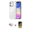 MARSİLYAN™- iPhone 11 Kılıf Yörünge Form - Siyah Buffer Cam Ekran Koruyucu + Pers Alüminyum Kamera Lens - KI