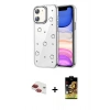 MARSİLYAN™- iPhone 11 Kılıf Yörünge Form - Siyah Buffer Cam Ekran Koruyucu + Pers Alüminyum Kamera Lens - KI