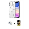 MARSİLYAN™- iPhone 11 Kılıf Yörünge Form - Siyah Buffer Cam Ekran Koruyucu + Pers Alüminyum Kamera Lens - LT