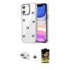 MARSİLYAN™- iPhone 11 Kılıf Yörünge Form - Siyah Buffer Cam Ekran Koruyucu + Pers Alüminyum Kamera Lens - YL
