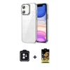 MARSİLYAN™- iPhone 11 Kılıf Yörünge Form - Siyah Buffer Cam Ekran Koruyucu + PVD Metal Kamera Lens - SH
