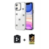 MARSİLYAN™- iPhone 11 Kılıf Yörünge Form - Siyah Buffer Cam Ekran Koruyucu + PVD Metal Kamera Lens - SH