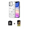 MARSİLYAN™- iPhone 11 Kılıf Yörünge Form - Siyah Buffer Cam Ekran Koruyucu + PVD Metal Kamera Lens - TU