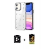 MARSİLYAN™- iPhone 11 Kılıf Yörünge Form - Siyah Buffer Cam Ekran Koruyucu + PVD Metal Kamera Lens - TU