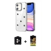 MARSİLYAN™- iPhone 11 Kılıf Yörünge Form - Siyah Buffer Cam Ekran Koruyucu + PVD Metal Kamera Lens - TU