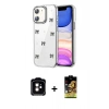 MARSİLYAN™- iPhone 11 Kılıf Yörünge Form - Siyah Buffer Cam Ekran Koruyucu + PVD Metal Kamera Lens - TU