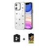 MARSİLYAN™- iPhone 11 Kılıf Yörünge Form - Siyah Buffer Cam Ekran Koruyucu + PVD Metal Kamera Lens - YL