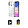 MARSİLYAN™- iPhone 11 Kılıf Yörünge Form - Siyah Buffer Cam Ekran Koruyucu + PVD Metal Kamera Lens - YL