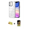 MARSİLYAN™- iPhone 11 Kılıf Yörünge Form - Siyah Buffer Cam Ekran Koruyucu + Rainbow Kamera Lens Koruma Cam - KI
