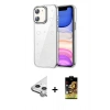 MARSİLYAN™- iPhone 11 Kılıf Yörünge Form - Siyah Buffer Cam Ekran Koruyucu + Raze Metal Kamera Lens - GS