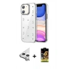 MARSİLYAN™- iPhone 11 Kılıf Yörünge Form - Siyah Buffer Cam Ekran Koruyucu + Raze Metal Kamera Lens - GS