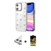 MARSİLYAN™- iPhone 11 Kılıf Yörünge Form - Siyah Buffer Cam Ekran Koruyucu + Raze Metal Kamera Lens - GS