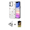MARSİLYAN™- iPhone 11 Kılıf Yörünge Form - Siyah Buffer Cam Ekran Koruyucu + Raze Metal Kamera Lens - GS