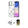 MARSİLYAN™- iPhone 11 Kılıf Yörünge Form - Siyah Buffer Cam Ekran Koruyucu + Raze Metal Kamera Lens - GS