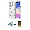 MARSİLYAN™- iPhone 11 Kılıf Yörünge Form - Siyah Buffer Cam Ekran Koruyucu + Raze Metal Kamera Lens - MI