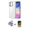 MARSİLYAN™- iPhone 11 Kılıf Yörünge Form - Siyah Buffer Cam Ekran Koruyucu + Raze Metal Kamera Lens - MR