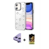 MARSİLYAN™- iPhone 11 Kılıf Yörünge Form - Siyah Buffer Cam Ekran Koruyucu + Raze Metal Kamera Lens - MR